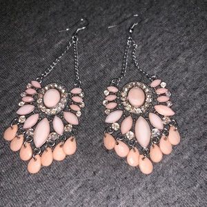 Pink tiered dangle earrings